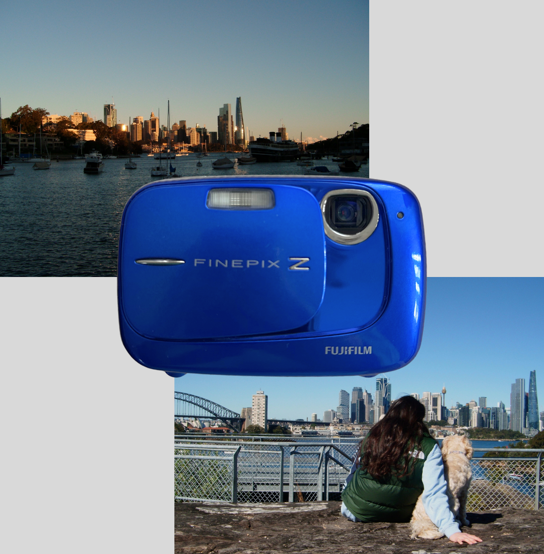Blue Fujifilm FinePix Z35 digital camera